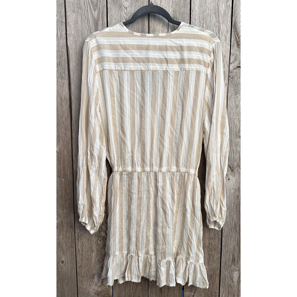 Women's Blue Island Striped Swim Cover Up Dress Size Medium NEW Boho Ruffle - Picture 3 of 6
